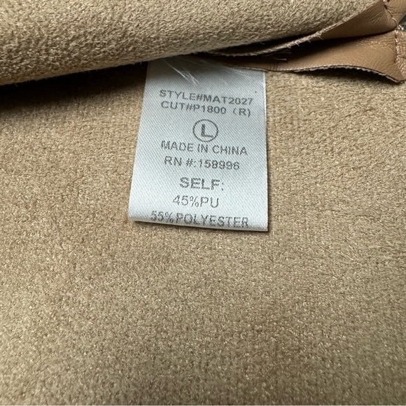 Aaron & Amber Faux Leather Shacket (Shirt Jacket) In Camel Brown Size: Large - Picture 5 of 13